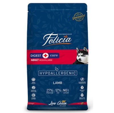 Felicia Düşük Tahıllı Kuzulu ve Pirinçli Yetişkin Köpek Maması 15 Kg