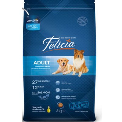 Felicia Düşük Tahıllı Somonlu Yetişkin Köpek Maması 3 Kg