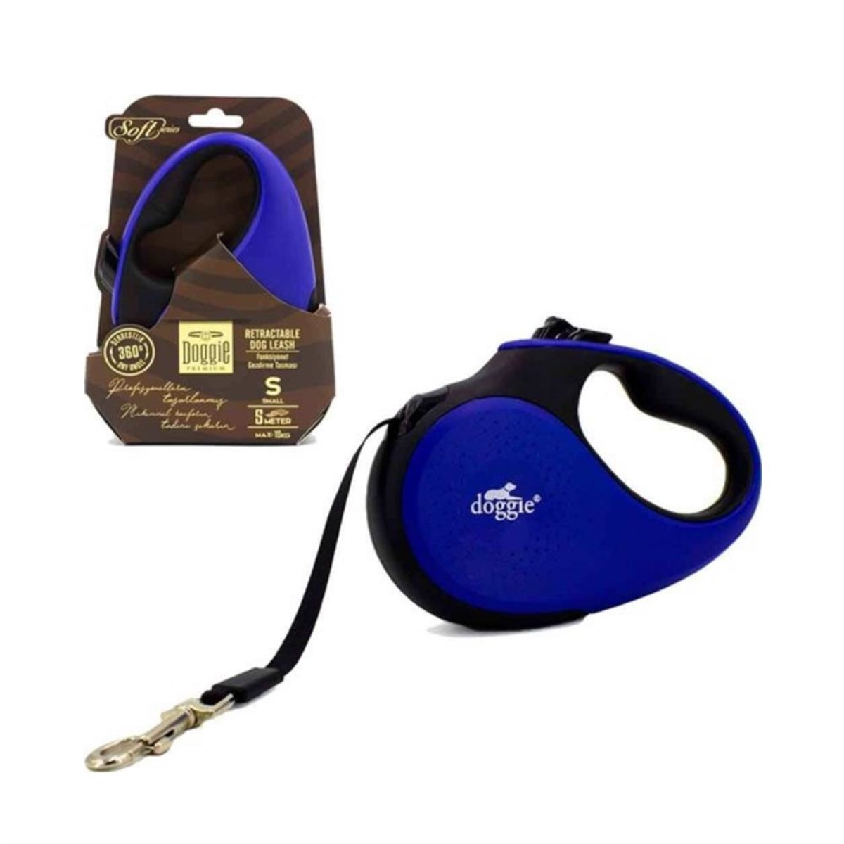 Doggie Otomatik Tasma Soft Serisi S Mavi