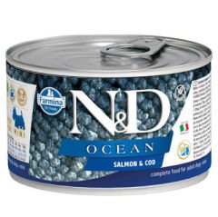 ND 2222 Mini Ocean Somon ve Morina Balıklı Köpek Konservesi 140 Gr