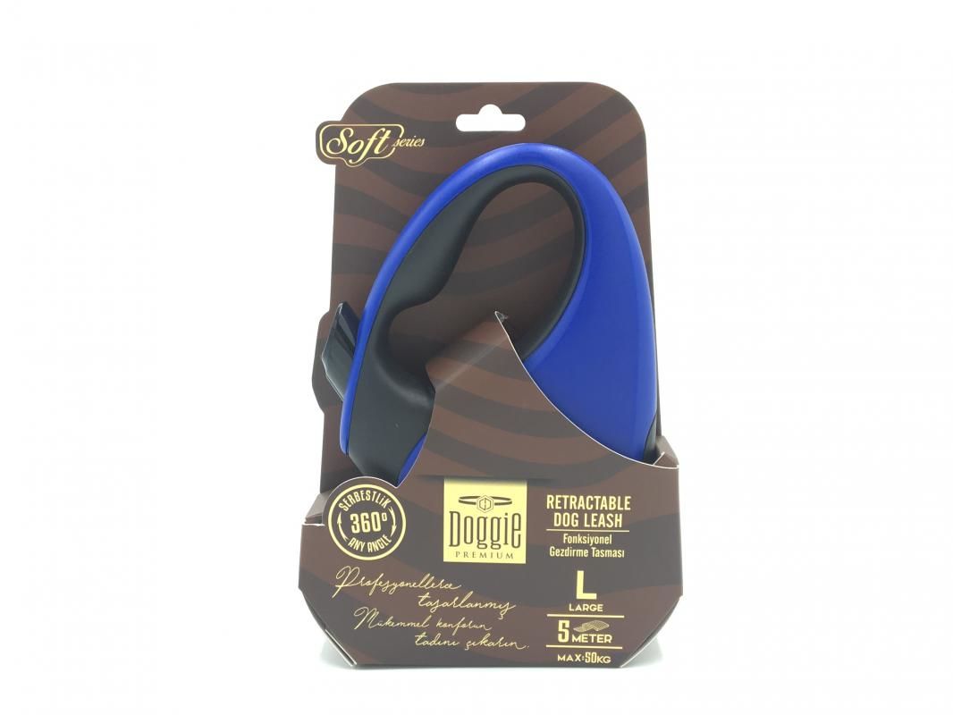 Doggie Otomatik Köpek Tasması Soft L 50 Kg 5M Mavi