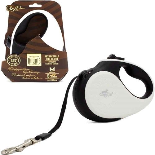 Doggie Otomatik Uzatma Tasması Soft Beyaz M-25 Kg 5 Mt