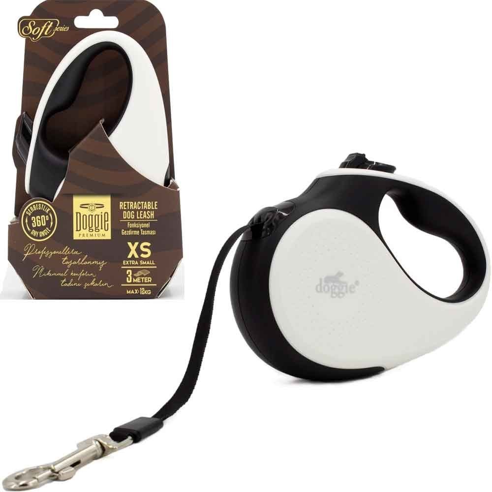 Doggie Otomatik Köpek Tasması Soft XS 12 kg 3 mt Beyaz
