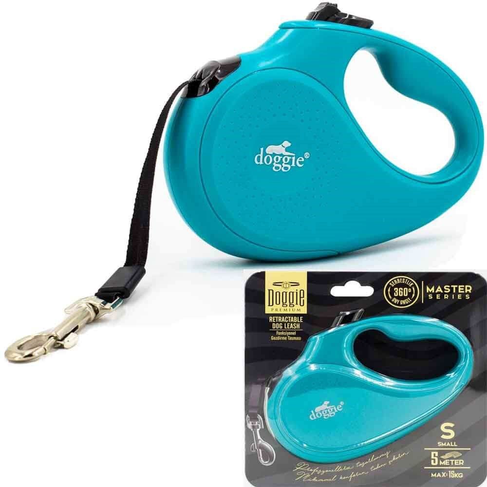 Doggie Otomatik Köpek Tasması Master S 15 kg 5 mt Mavi