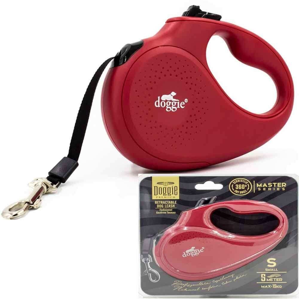 Doggie Otomatik Köpek Tasması Master S 15 kg 5 mt Kırmızı