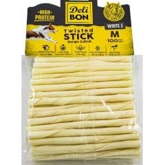 DeliBon Köpek Ödül Kemiği Burgu Çubuk Kalın 100 Ad Beyaz