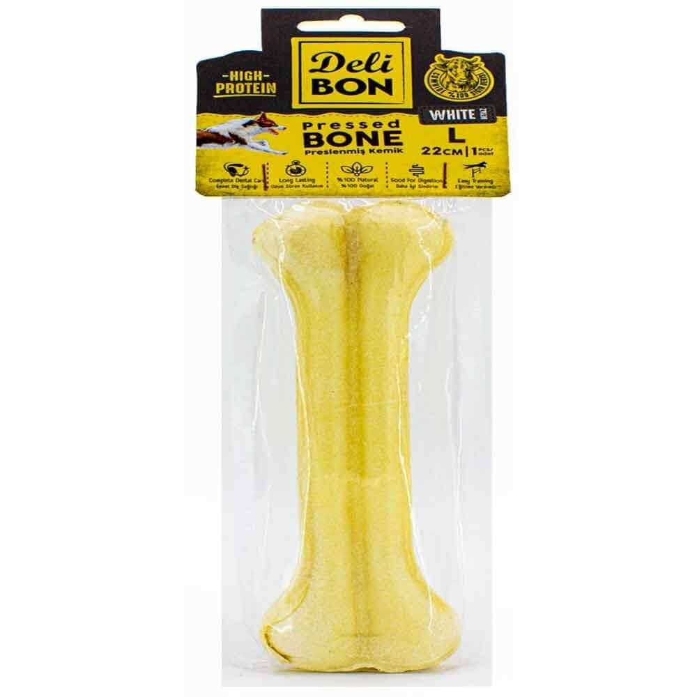 DeliBon Deri Press Köpek Kemik 22 Cm Beyaz 1 Ad