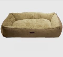 Pawland Tavşan Tüyü Peluş Orta ve Büyük Irk Köpek Yatağı Açık Kahve 90x80 cm