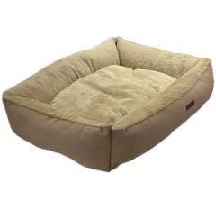 Pawland Tavşan Tüyü Peluş Orta ve Büyük Irk Köpek Yatağı Açık Kahve 90x80 cm