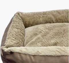 Pawland Tavşan Tüyü Peluş Orta ve Büyük Irk Köpek Yatağı Açık Kahve 90x80 cm
