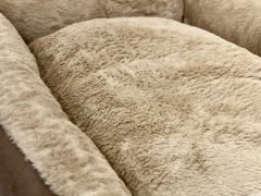 Pawland Tavşan Tüyü Peluş Kedi Yatağı Küçük Irk Köpek Yatağı Açık Kahve 70x55 cm