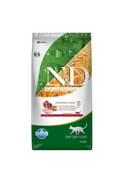 ND Düşük Tahıllı Tavuk Narlı Kısırlaştırılmış Kedi Maması 10 Kg
