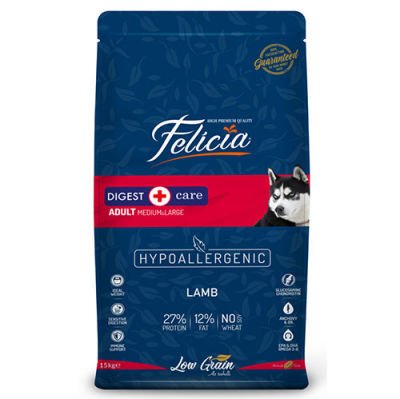 Felicia Düşük Tahıllı Kuzulu ve Pirinçli Yetişkin Köpek Maması 15 Kg