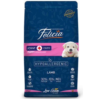 Felicia Puppy Düşük Tahıllı Kuzu Etli Büyük Irk Yavru Köpek Maması 15 Kg