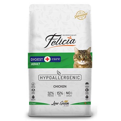Felicia Düşük Tahıllı Yetişkin Tavuklu ve Hamsili Kedi Maması 12 Kg