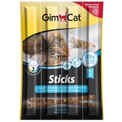Gimcat Tahılsız Somon ve Atlantik Morina Balıklı Kedi Ödül Çubukları 4 Parça (20 Gr)