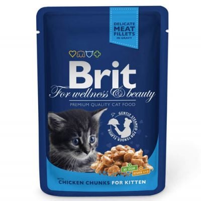 Brit Premium Chicken Kitten Tavuk Parçalı Yavru Kedi Yaş Maması 100 Gr