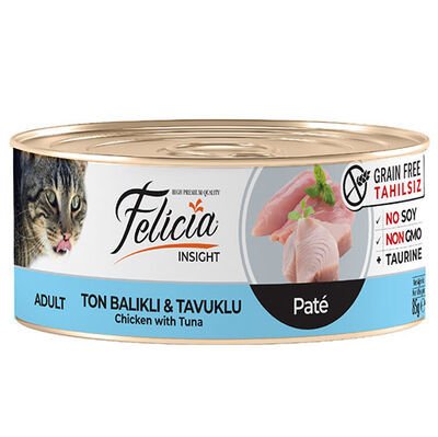Felicia Ton Balıklı ve Tavuk Etli Kıyılmış Tahılsız Kedi Konservesi 85 Gr