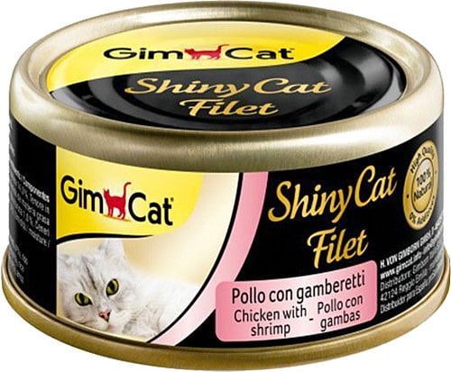 GimCat ShinyCat Tavuk ve Karides Kıyılmış Fileto Kedi Konservesi 70 Gr