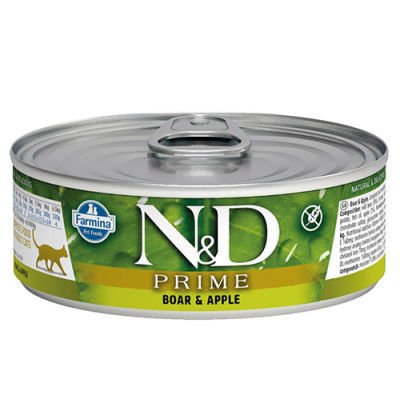 ND 2048 Prime Yaban Domuzu ve Elmalı Kedi Konservesi 80 Gr