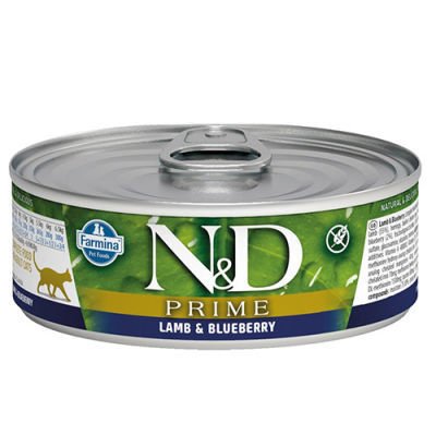 ND 2062 Prime Kuzu Etli ve Yaban Mersinli Kedi Konservesi 80 Gr